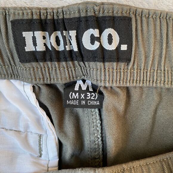 Iron Co. Cargo Pants Men M Green Gorpcore Pull On Drawstring Legs Stretch NWT - Picture 5 of 12
